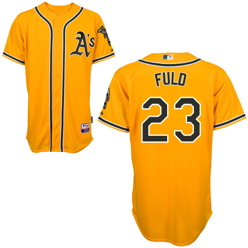 Sam Fuld #23 MLB Jersey-Oakland Athletics Men's Authentic Yellow Cool Base Baseball Jersey